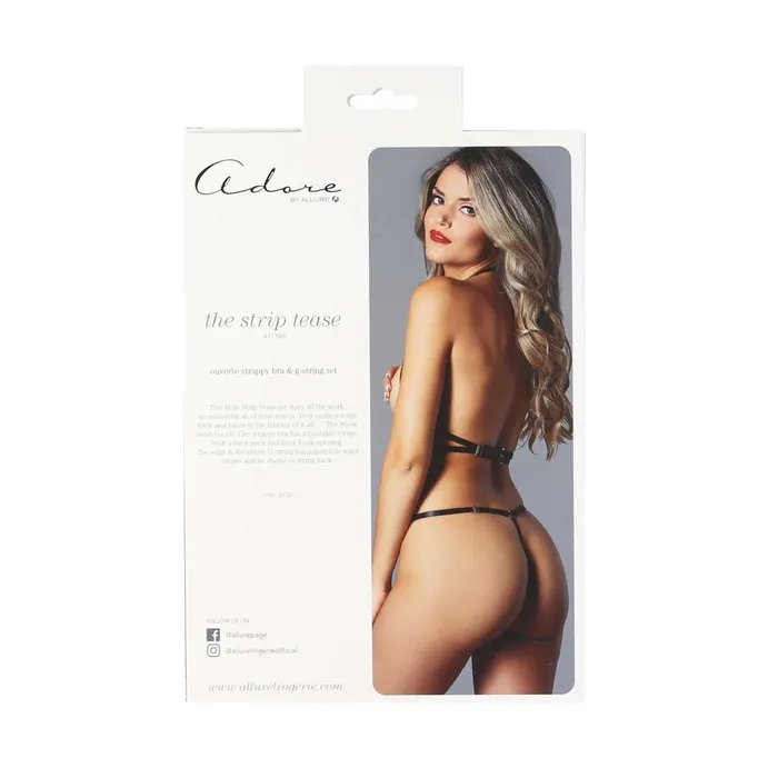 Allure Allure Adore The Strip Tease Strappy Bra GString Black One Size Anal