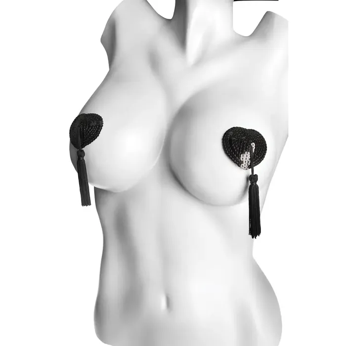 Anal Coquette Heart Shaped Pasties With Black Tassels Anal Coquette Heart Shaped Pasties With Black Tassels