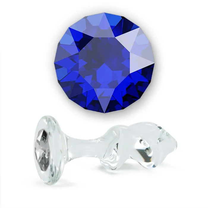Anal Crystal Delights Dark Blue Crystal MiniTwist Glass Butt Plug