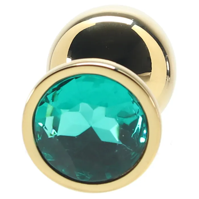 Anal Shots Toys Ouch Green Round Gem Gold Plug in Medium Anal Shots Toys Ouch Green Round Gem Gold Plug in Medium