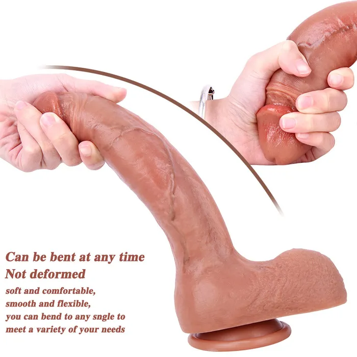 B133 Large Ultra Realistic Curved DualDensity Silicone Suction Cup Dildo with Raised Veins 98 Inch Modi Female Sex Toys