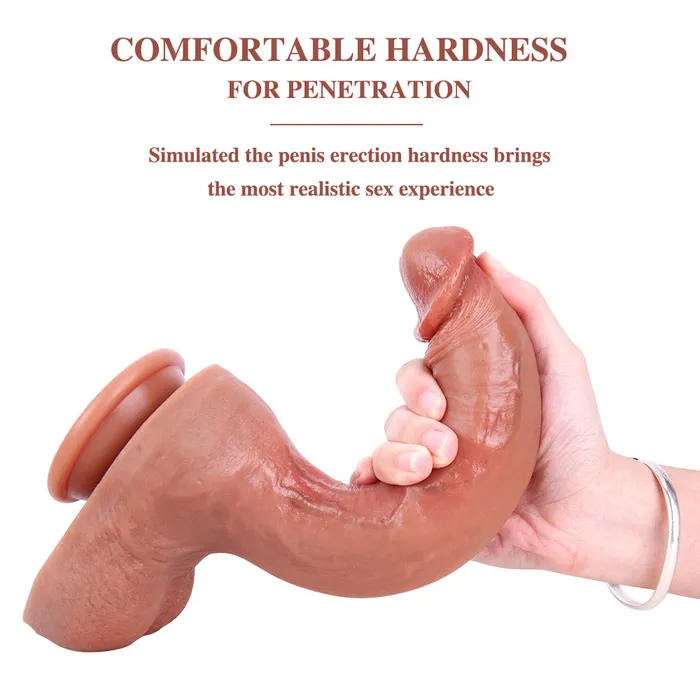 B133 Large Ultra Realistic Curved DualDensity Silicone Suction Cup Dildo with Raised Veins 98 Inch Modi Female Sex Toys