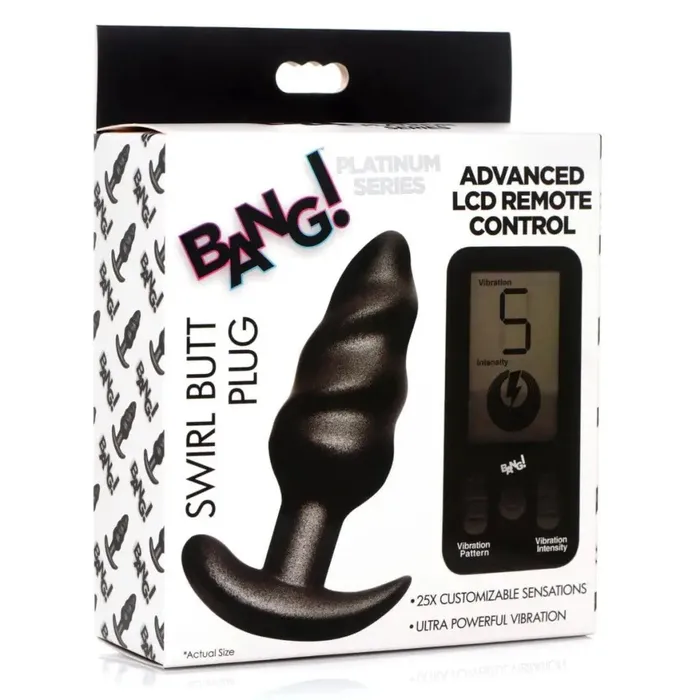 BANG BANG 25x Vibrating Silicone Swirl Plug With Remote Control Male Sex Toys BANG BANG 25x Vibrating Silicone Swirl Plug With Remote Control Male Sex Toys