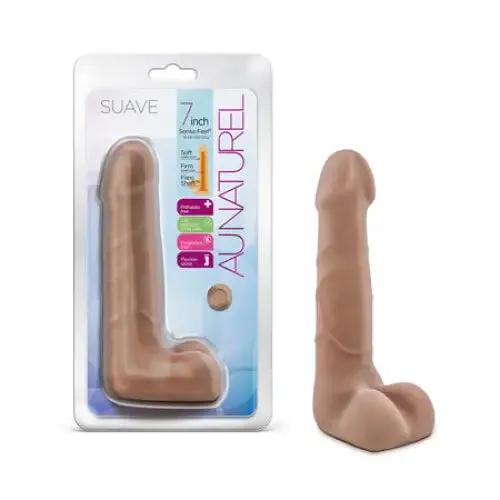 Blush Au Naturel Suave 7 in Posable Dual Density Dildo with Balls Tan Blush Dildos Blush Au Naturel Suave 7 in Posable Dual Density Dildo with Balls Tan Blush Dildos