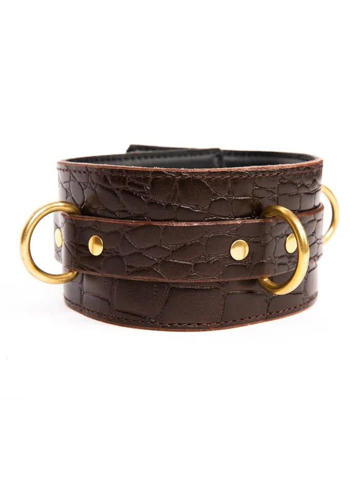 Brown Embossed Leather Collar HonourSkintwocom Restraints