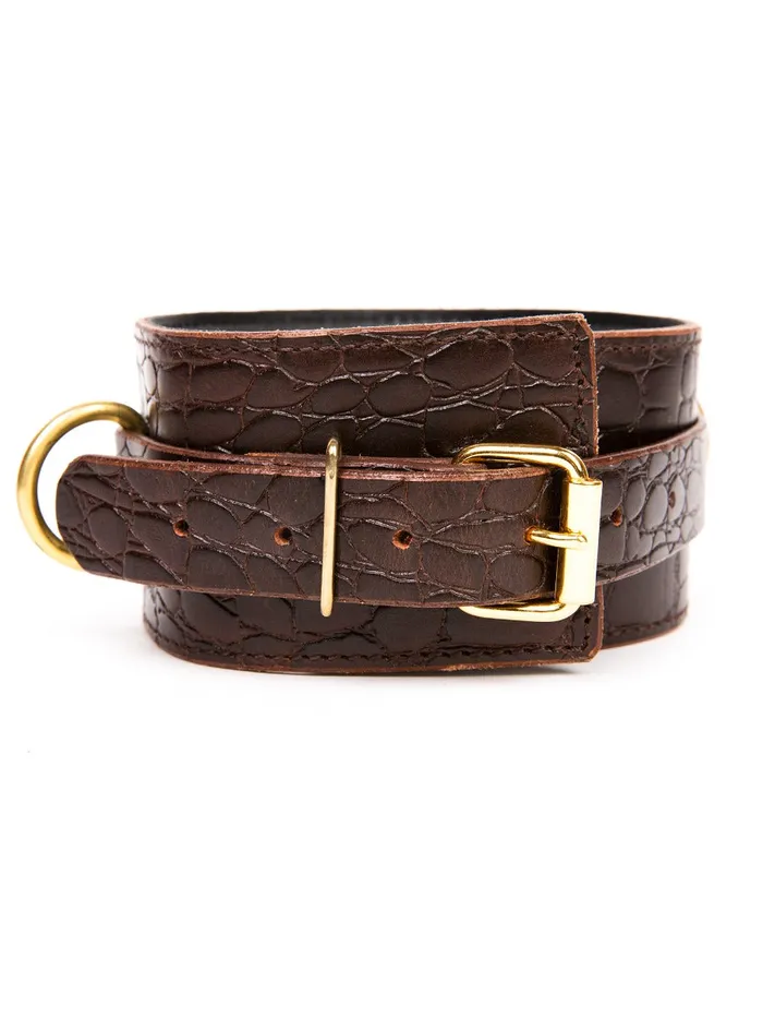 Brown Embossed Leather Collar HonourSkintwocom Restraints