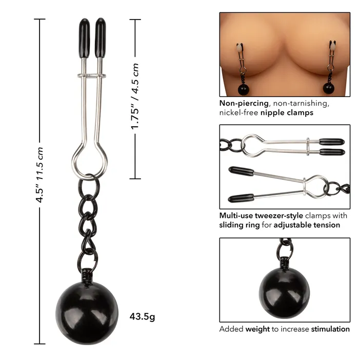 CalExotics Female Sex Toys CalExotics Nipple Grips Weighted Tweezer Nipple Clamps
