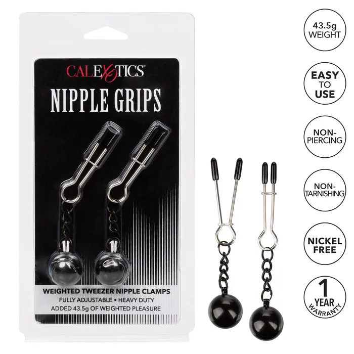 CalExotics Female Sex Toys CalExotics Nipple Grips Weighted Tweezer Nipple Clamps