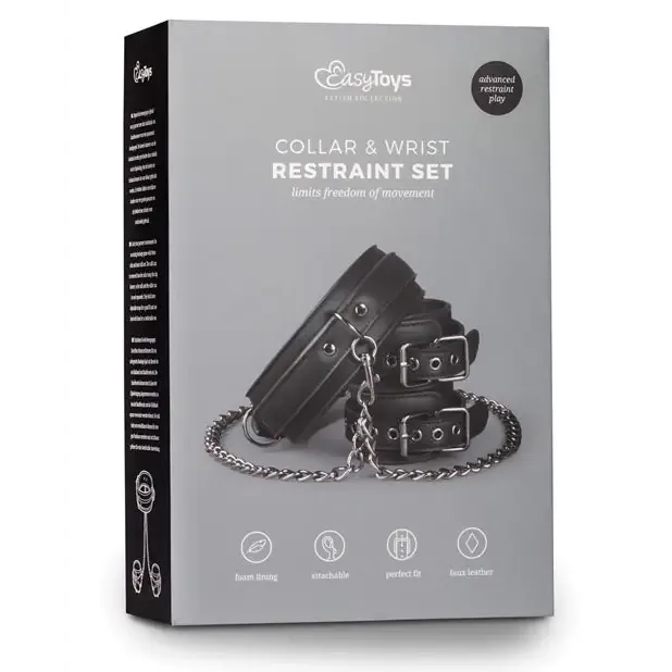 Couples ONEDC Easy Toys Faux Leather Collar Whandcuffs Black