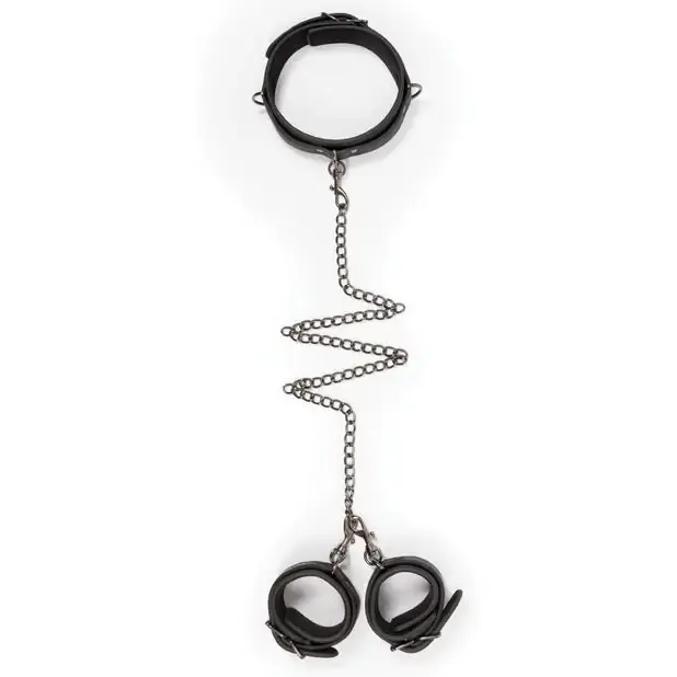 Couples ONEDC Easy Toys Faux Leather Collar Whandcuffs Black Couples ONEDC Easy Toys Faux Leather Collar Whandcuffs Black