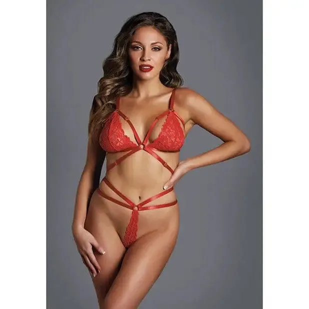 Female Sex Toys Allure Lingerie Adore The Flame Strappy Lace Bra Thong