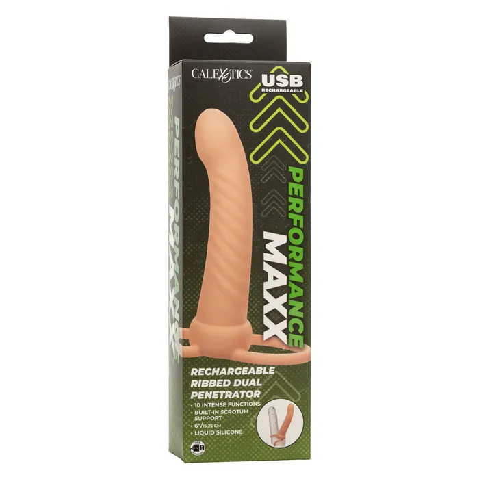 Female Sex Toys CaleXOtics Performance Maxx Rechargeable Ribbed Dual Penetrator CalExotics Female Sex Toys CaleXOtics Performance Maxx Rechargeable Ribbed Dual Penetrator CalExotics