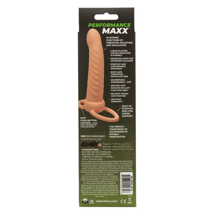 Female Sex Toys CaleXOtics Performance Maxx Rechargeable Ribbed Dual Penetrator CalExotics