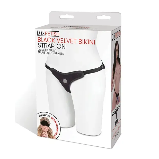Female Sex Toys Lux Fetish Black Velvet Bikini StrapOn Lux Fetish