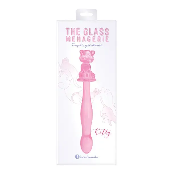 Glass Menagerie Kitty Glass Dildo Pink Icon Brands INC Dildos