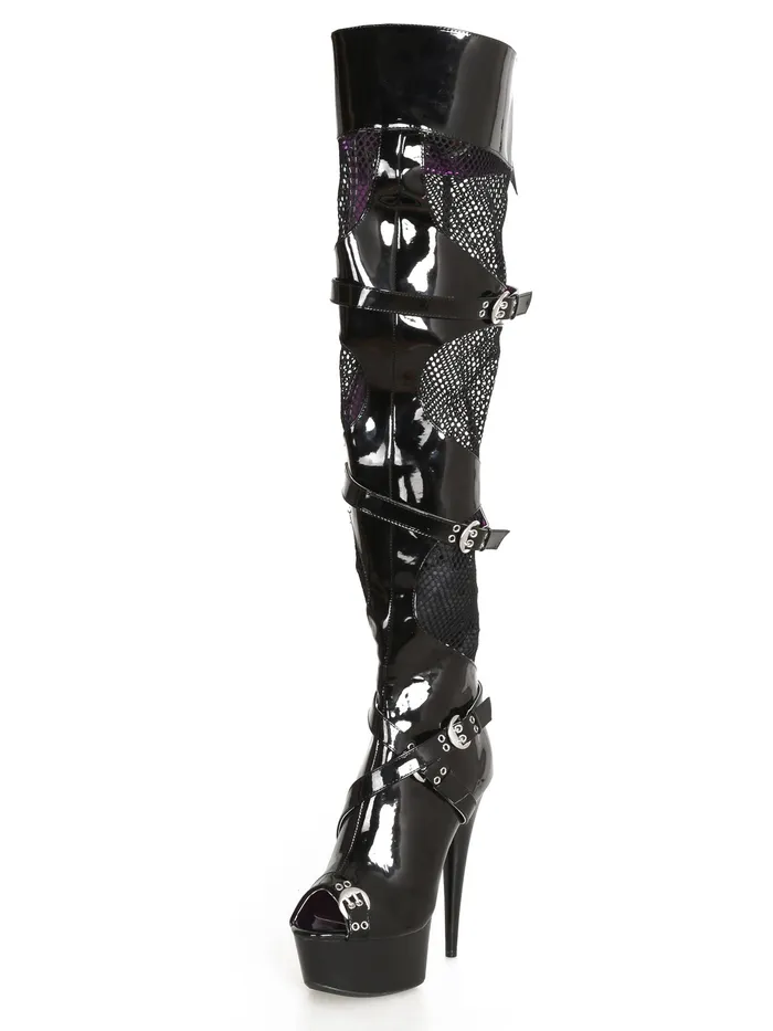 HonourSkintwocom Anal Black Fishnet Thigh High Boots