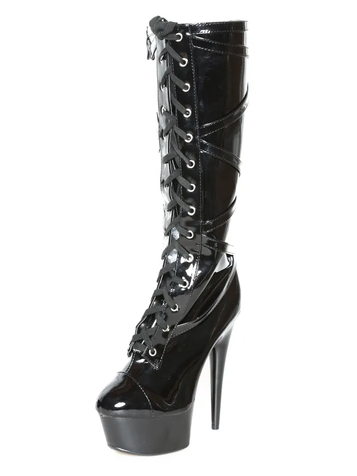 HonourSkintwocom Anal Black Lattice Platform Boot With Secret Wallet