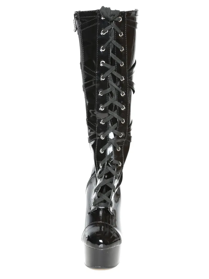 HonourSkintwocom Anal Black Lattice Platform Boot With Secret Wallet