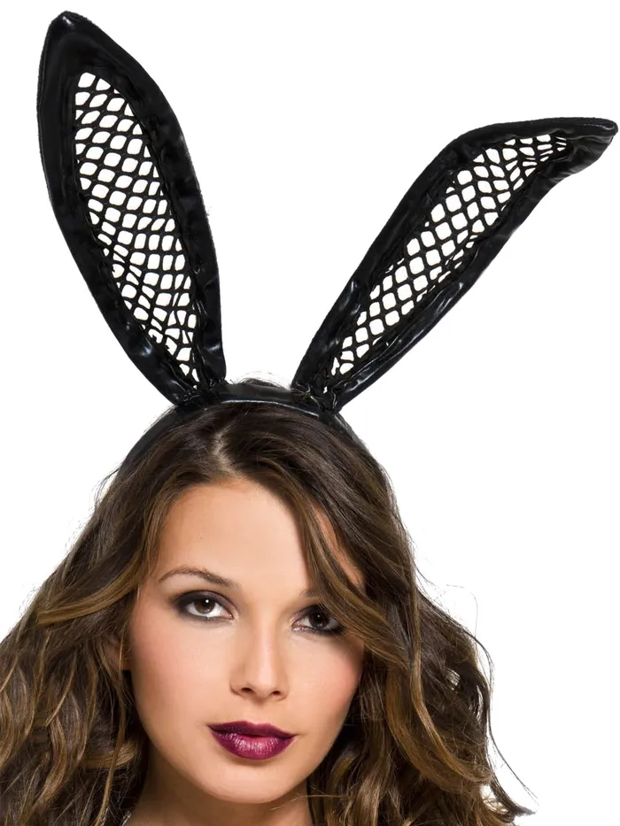 HonourSkintwocom Vibrators Fishnet Bunny Ear Headband One Size