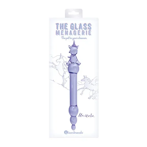 Icon Brands INC Dildos Glass Menagerie Unicorn Glass Dildo Purple