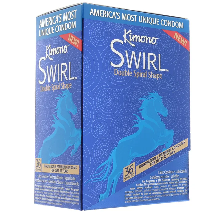 Kimono Female Sex Toys Kimono Swirl Double Spiral Shape Condoms in 12 Pack