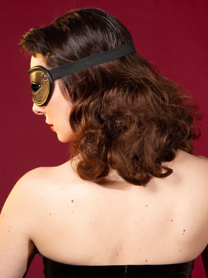 Leather Blindfold Open Eye in Black One Size HonourSkintwocom Mens Underwear