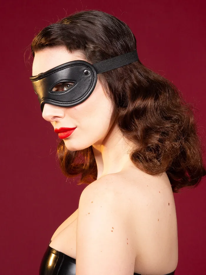 Leather Blindfold Open Eye in Black One Size HonourSkintwocom Mens Underwear