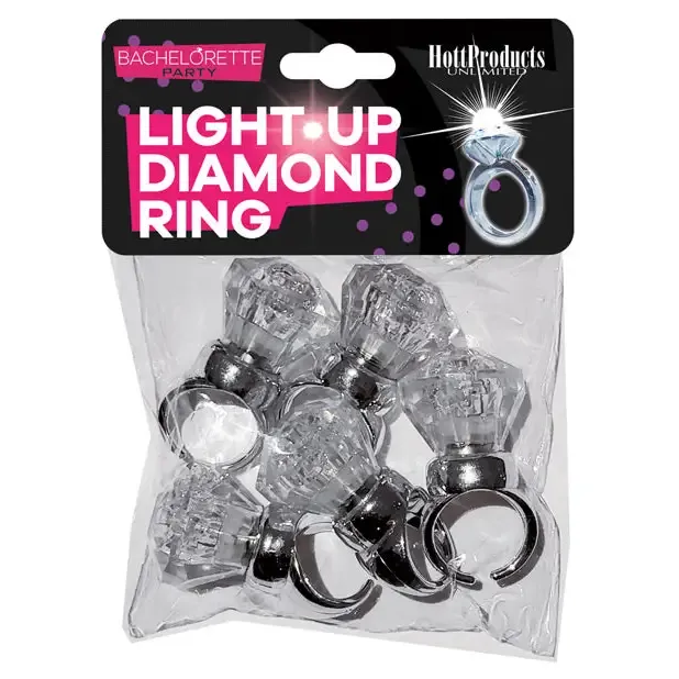 Light Up Diamond Ring 5Pk Hott Products Unlimited Male Sex Toys