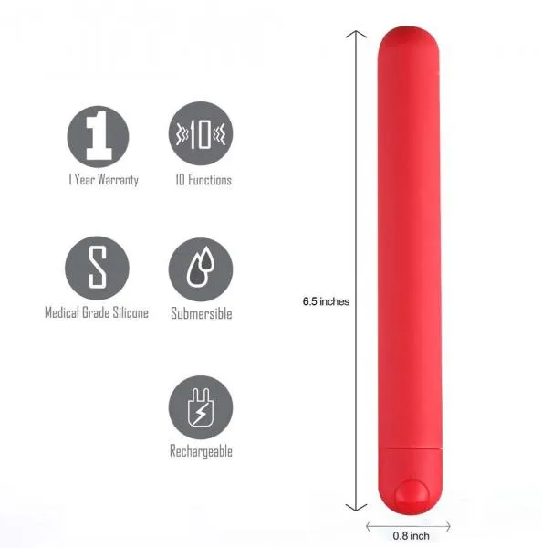 Maia Toys Vibrators Abbie Long Rechargeable Bullet Red