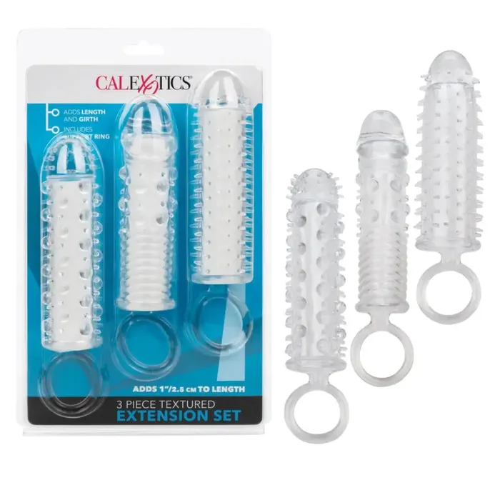 Male Sex Toys CalExotics 3 Piece Textured Extension Set