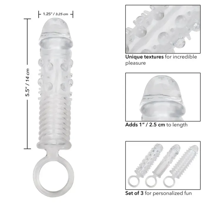 Male Sex Toys CalExotics 3 Piece Textured Extension Set
