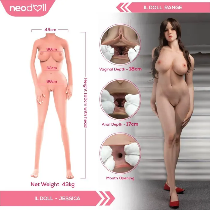 Male Sex Toys IL Doll IL Doll Jessica Silicone TPE Hybrid Sex Doll 162cm Natural