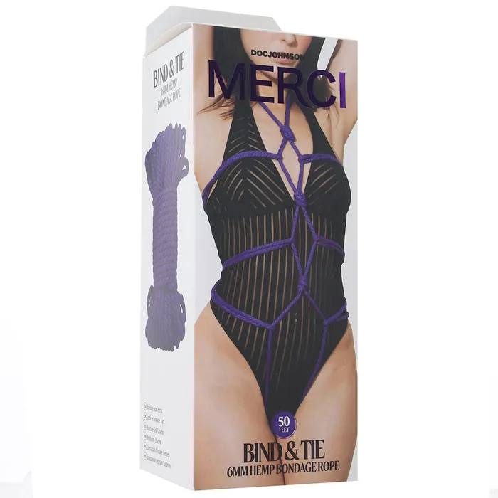 Merci Bind Tie Hemp 50ft Bondage Rope in Purple Doc Johnson Vibrators