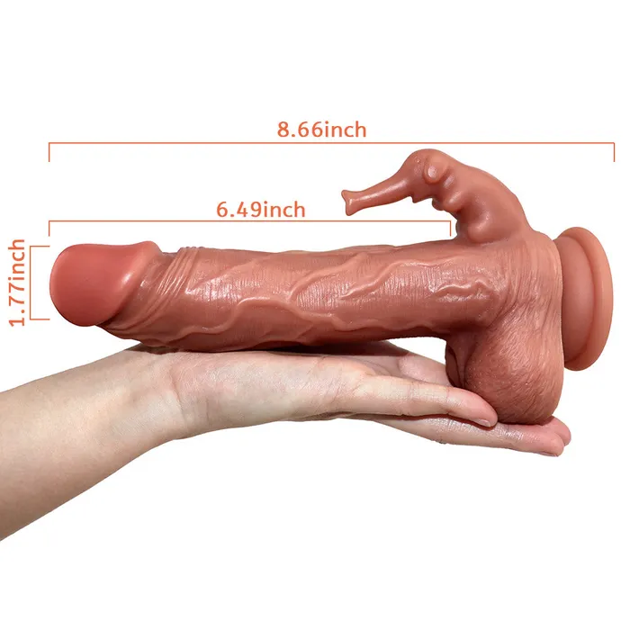 Modi Female Sex Toys GJ53 Ultra Realistic Dual Stimulation Liquid Silicone Suction Cup Dildo with Clitoral Stimulation 86 Inch