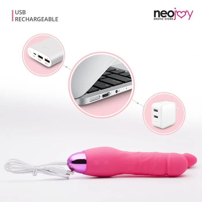 Neojoy Neojoy Double Trouble Vaginal Anal Vibrator Silicon 10 Speeds Pink Vibrators