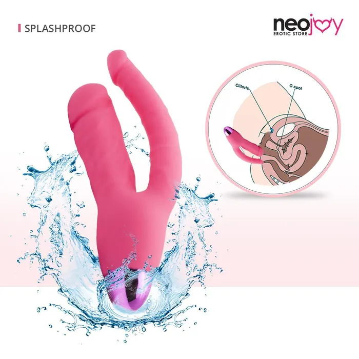 Neojoy Neojoy Double Trouble Vaginal Anal Vibrator Silicon 10 Speeds Pink Vibrators