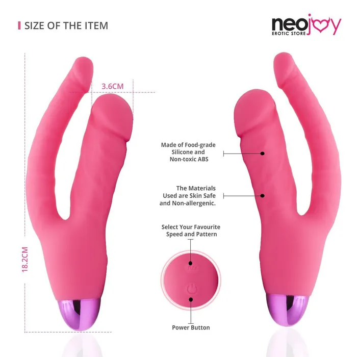 Neojoy Neojoy Double Trouble Vaginal Anal Vibrator Silicon 10 Speeds Pink Vibrators