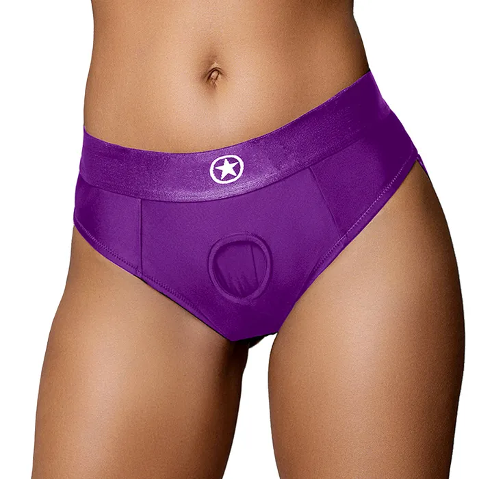 Ouch Vibrating Purple Strapon Strappy Thong L Shots Toys Female Sex Toys