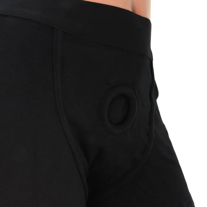 Packer Gear Black Boxer Brief Harness in LXL CalExotics Female Sex Toys Packer Gear Black Boxer Brief Harness in LXL CalExotics Female Sex Toys