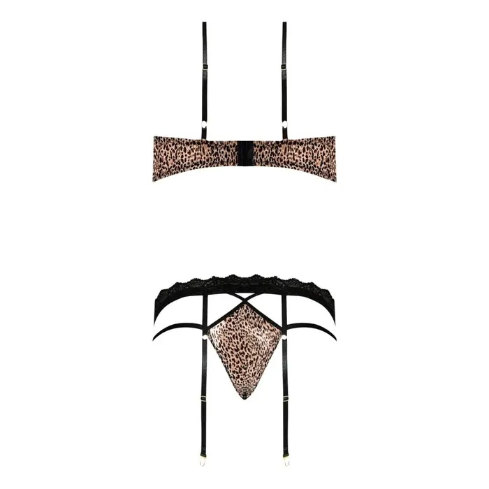 Purrfect Leopard Print Bra Garter Panty Magic Silk Female Sex Toys
