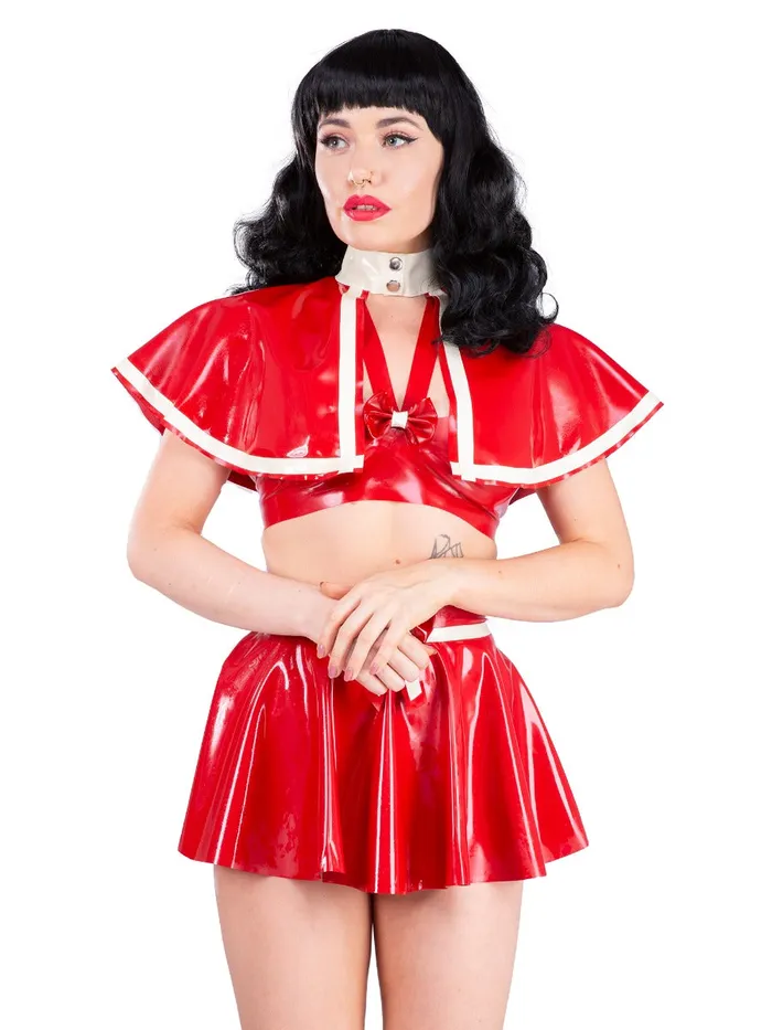 Red White Latex Shoulder Cape HonourSkintwocom Vibrators