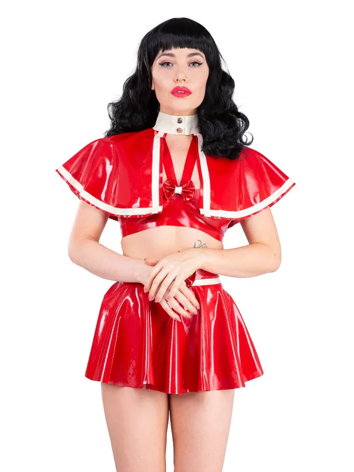 Red White Latex Shoulder Cape HonourSkintwocom Vibrators