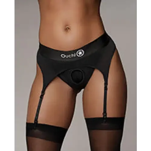 SHOTS AMERICA Female Sex Toys Shots Ouch Vibrating Strapon Thong with Adjustable Garters