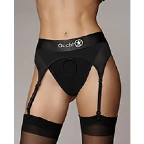 SHOTS AMERICA Female Sex Toys Shots Ouch Vibrating Strapon Thong with Adjustable Garters