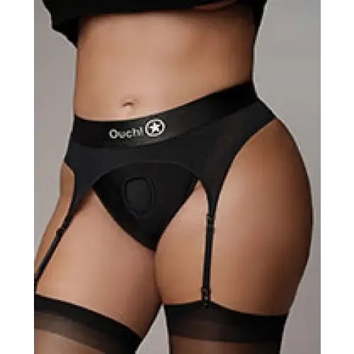 SHOTS AMERICA Female Sex Toys Shots Ouch Vibrating Strapon Thong with Adjustable Garters