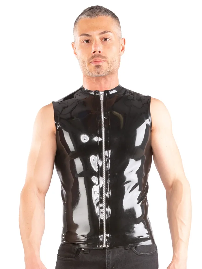 Vibrators HonourSkintwocom Zip Front Sleeveless Latex TShirt