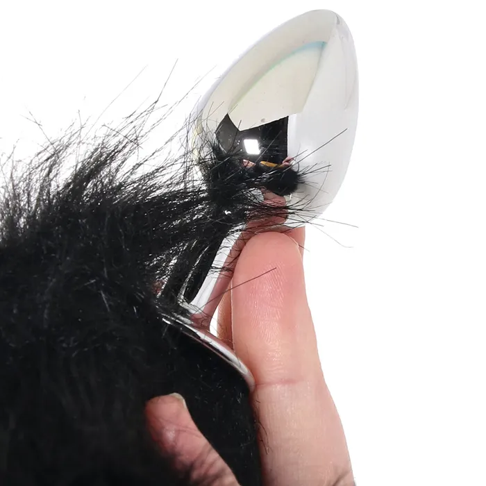 XGen Anal WhipSmart 3 Inch Metal Plug with Fox Tail in Black