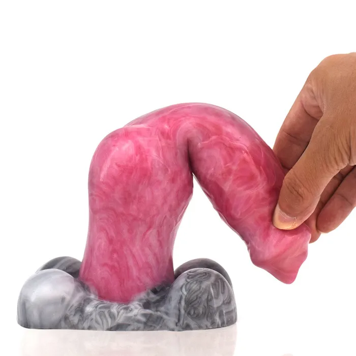 YC2084 Realistic Dog Wolf Penis Shaped Liquid Silicone Animal Dildo 9 inch with 4 Balls Modi Female Sex Toys