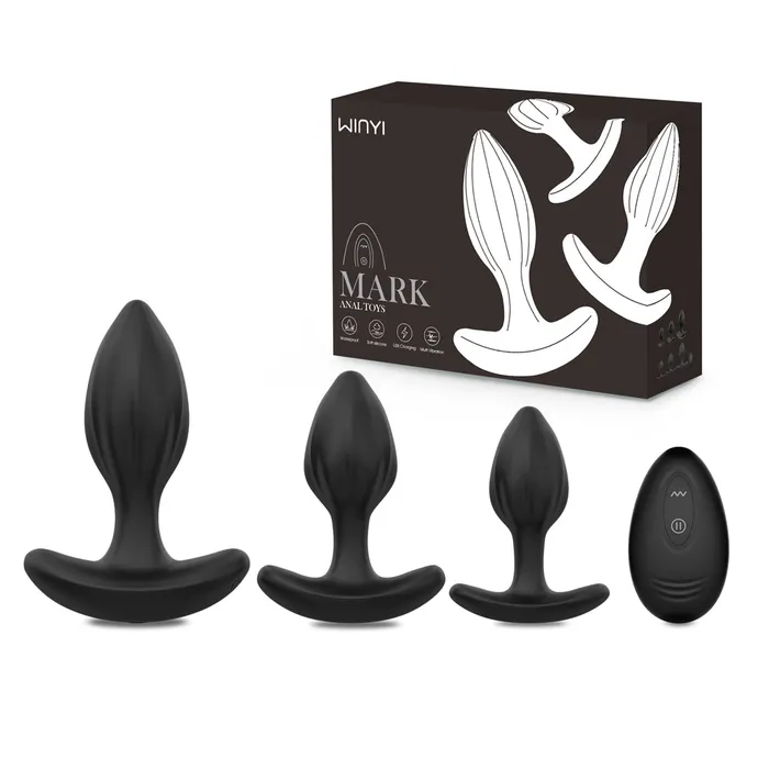 Anal Winyi Winyi Mark Remote Vibrating Butt Plug Kit Black