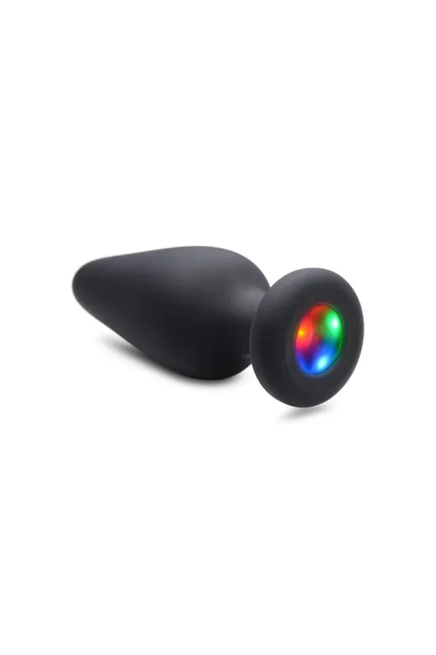 Anal XR Brands Booty Sparks Light Up Silicone Medium Anal Plug Black XR Brands